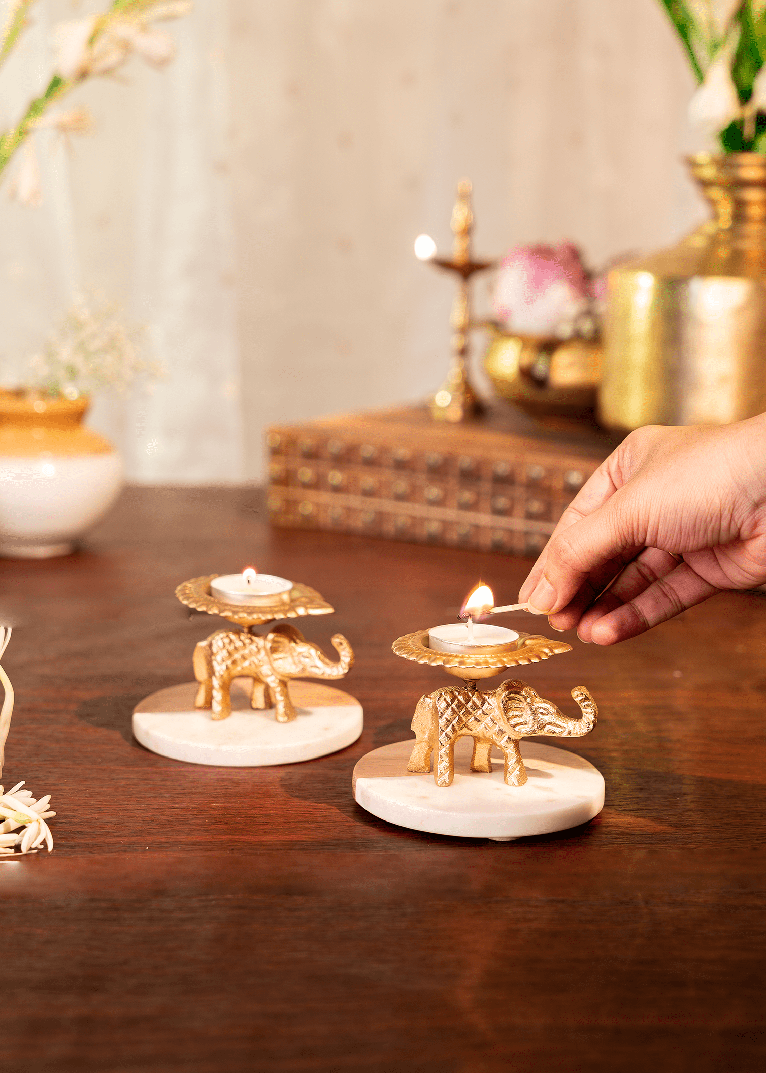 Elephant gaj metal diya